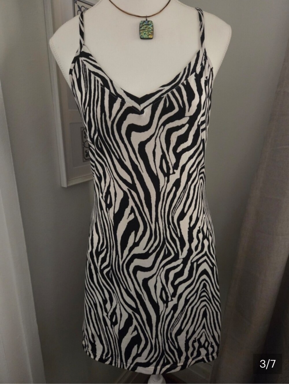 Y2K Zebra Print Slinky Tank Dress / Convertible Piece - Top Or Dress